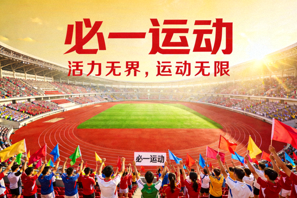 必一运动品牌简介背景图 - 体育场全景与热烈观众
